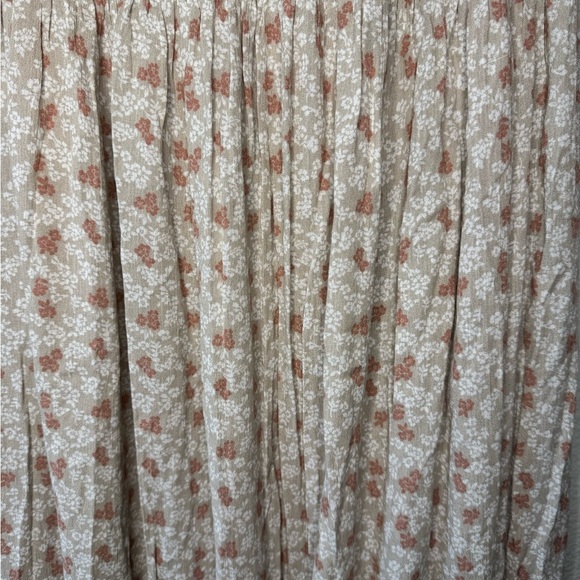 Promesa Sand Floral Smocked Waist Button High Low Maxi Skirt - Picture 12 of 12